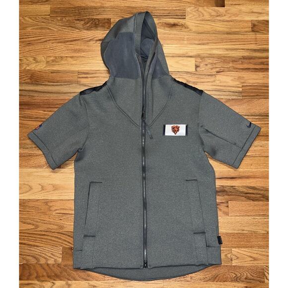Chicago Bears Nike Sideline Showout S/S Gray Full Zip Hoodie Jacket Men's Med - Picture 1 of 12